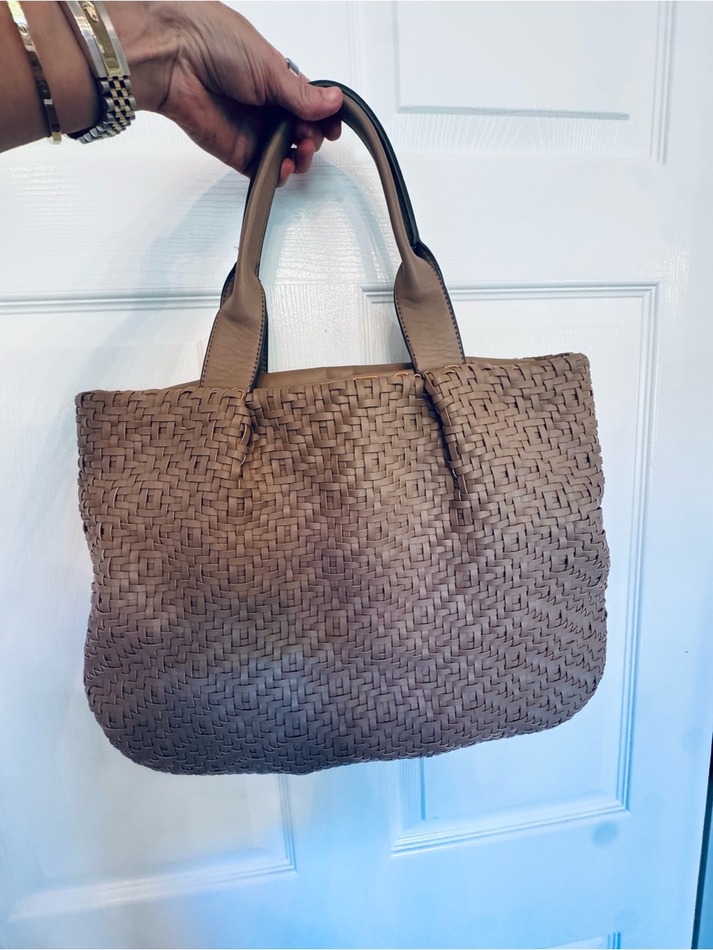 Sole Society Woven Tote Bag in Taupe